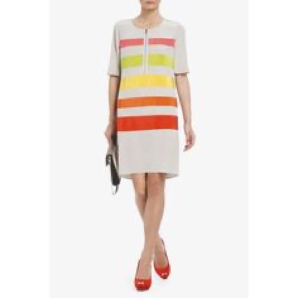 * BCBG MAX AZRIA STRIPED SILK DRESS
